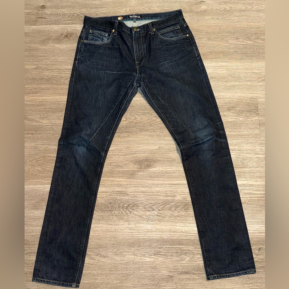 Pink + Dolphin Denim Men's Size 34 Tapered Leg Dark Wash Blue Jeans